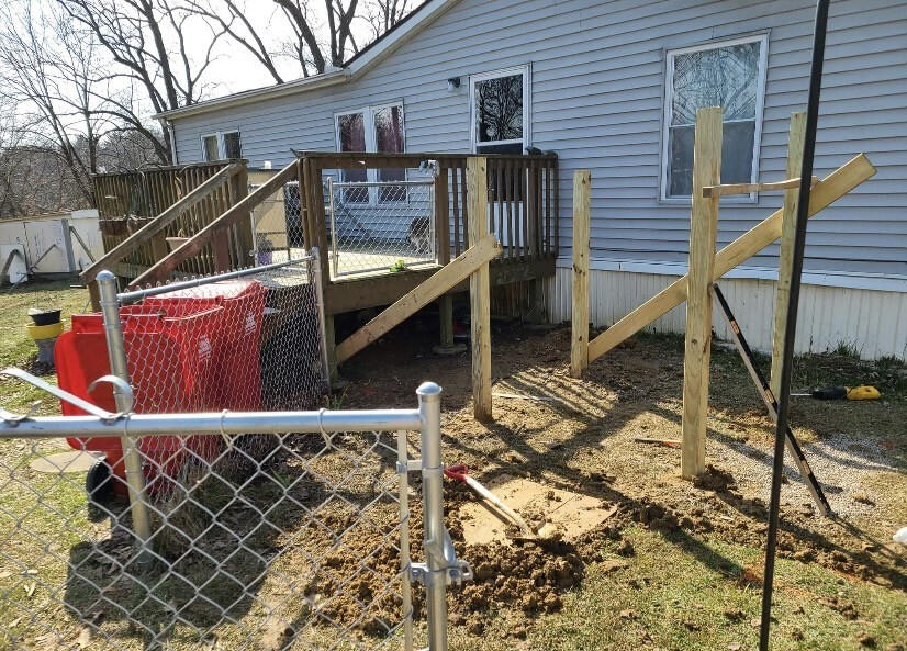 Before - deck ramp Before: deck ramp framing, Decatur IL